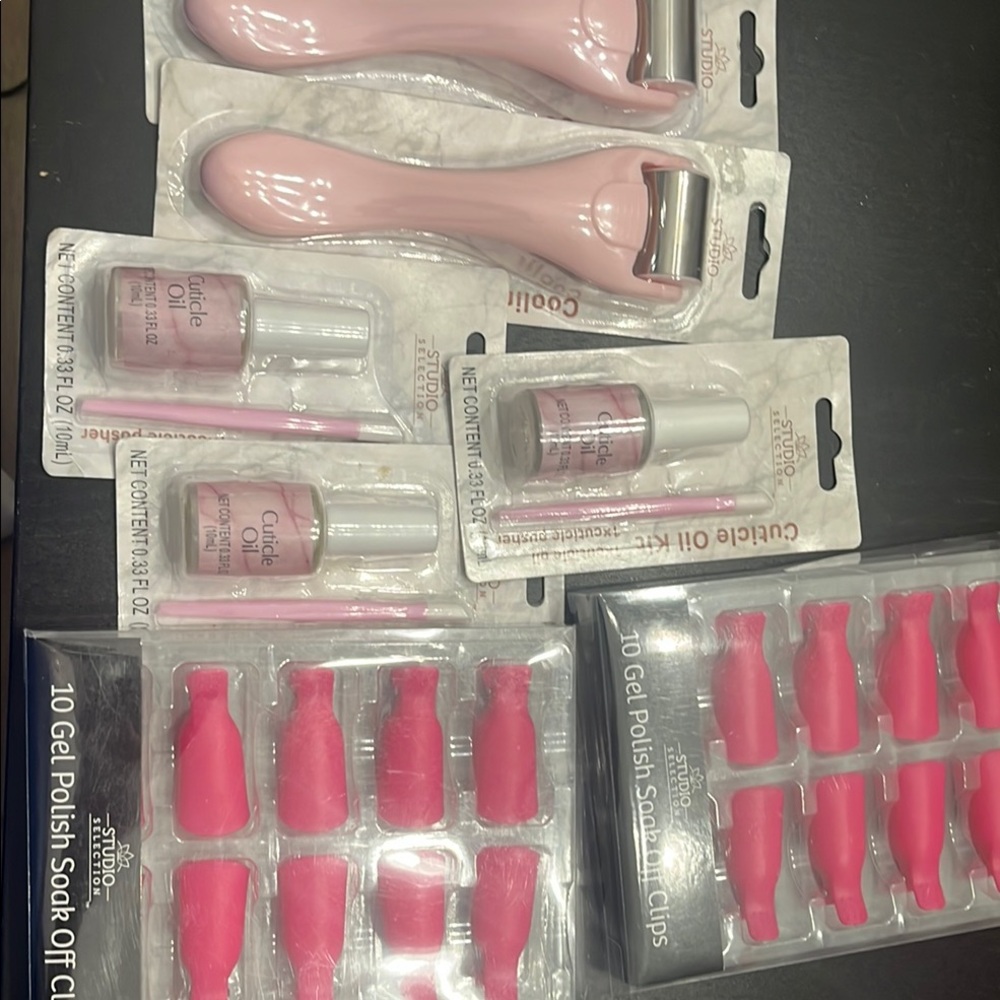 Pink Nail Tool Set and cooling facial roller